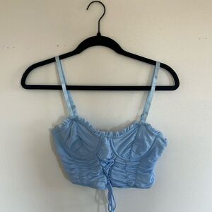 Light Blue Ruched Crop Top